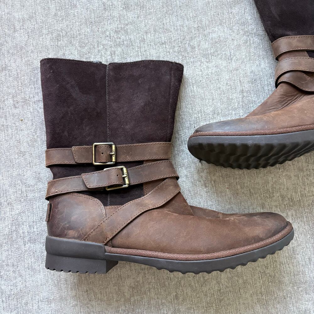NWOT Women’s UGG Waterproof Riding Brown Leather Boots - Picture 2 of 6